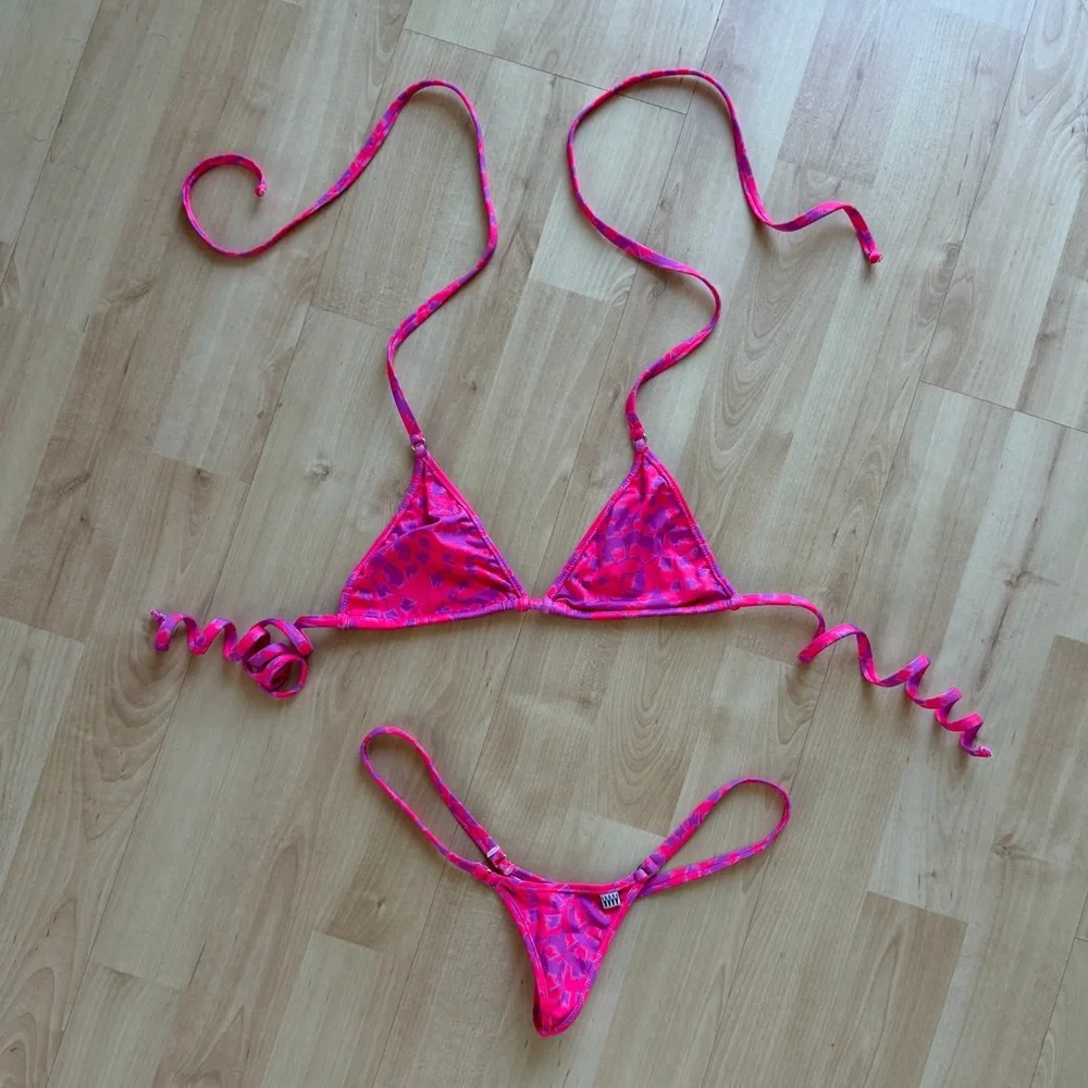 Wicked Weasel Micro Bikini Set Neon Pink Purple Tie-dye - Picture 1 of 9